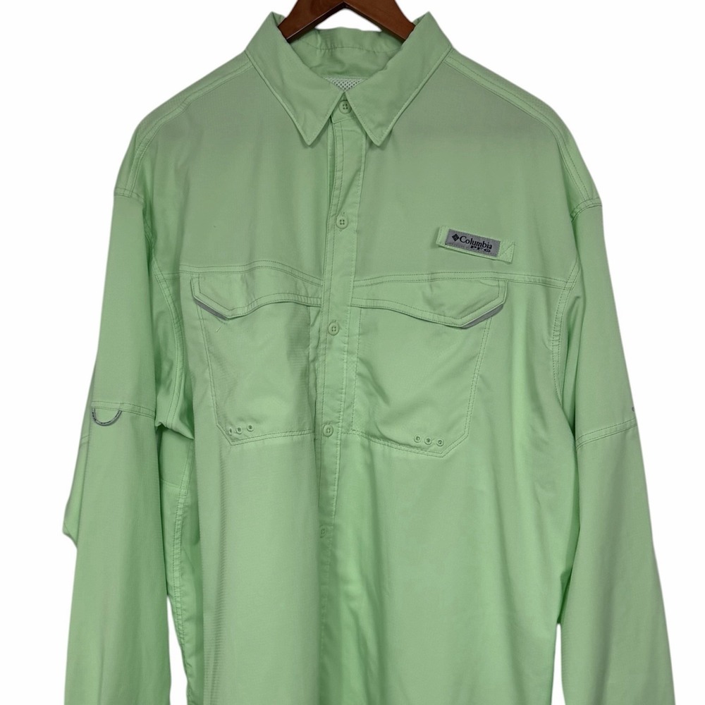 Columbia PFG Omni-Shade‎ Bright Green Vented Button Up Shirt Mens XL-XXL